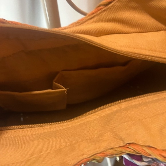 Vintage Straw  Rainbow Woven Handbag with Beaded Handle - Picture 3 of 8